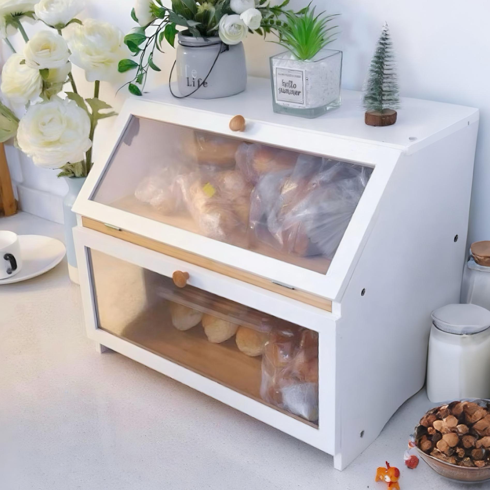 Kitchen Gadgets Storage - HOMEKOKO Double Layer Bread Box for