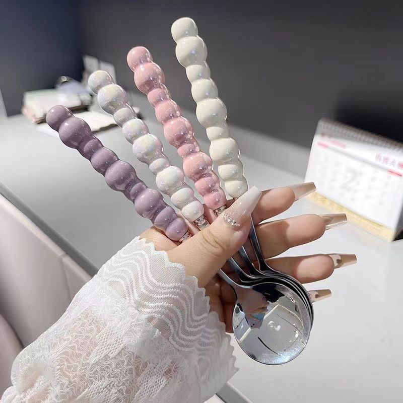 Kitchen Gadgets Must Have - Pearl Handle Spoon Stainless Steel Stirring