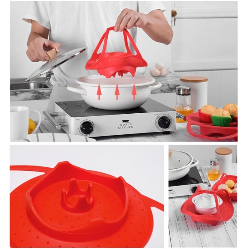 Steamer Basket with Silicone E - đánh giá và giá Silicone Steamer Basket