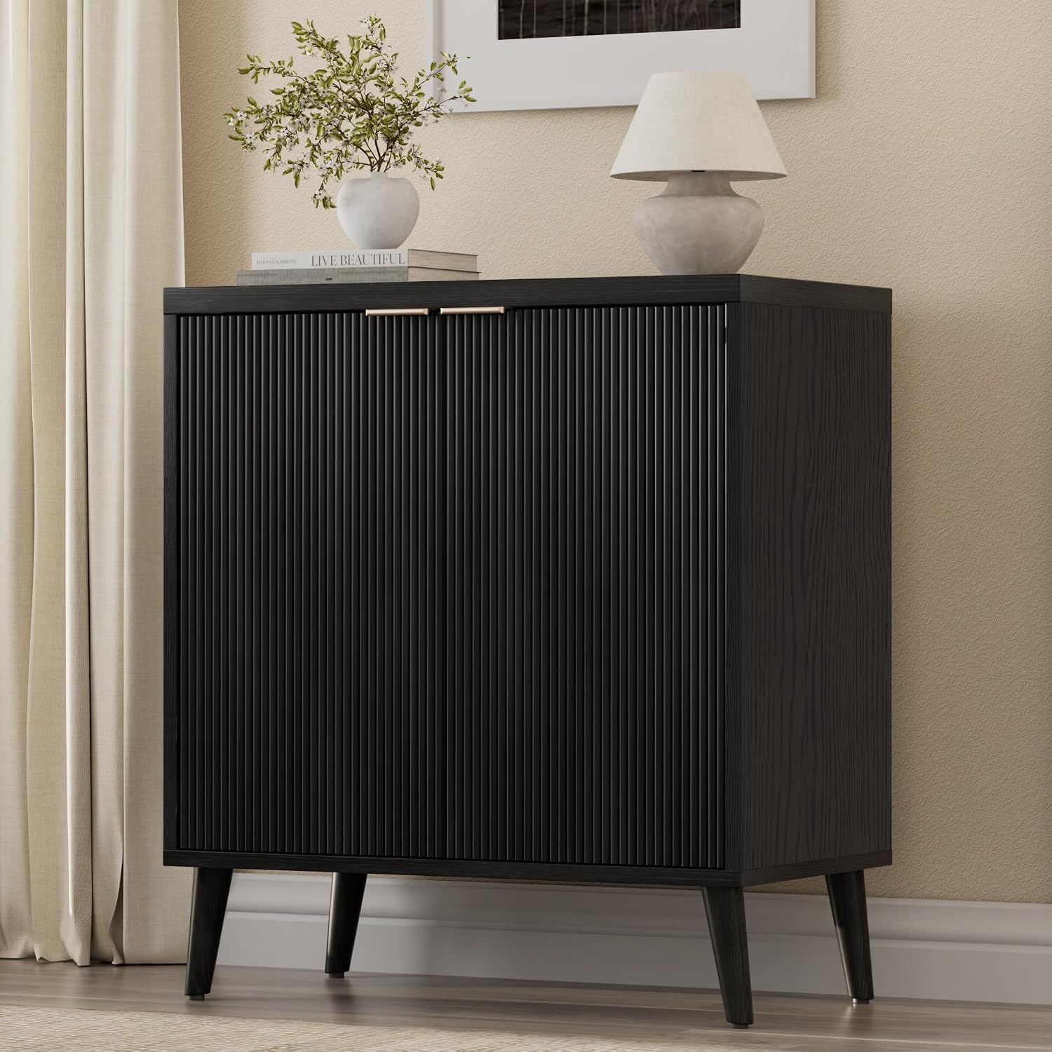 Fluted Buffet Cabinet With Sto - đánh giá và giá Kitchen Gadgets Storage