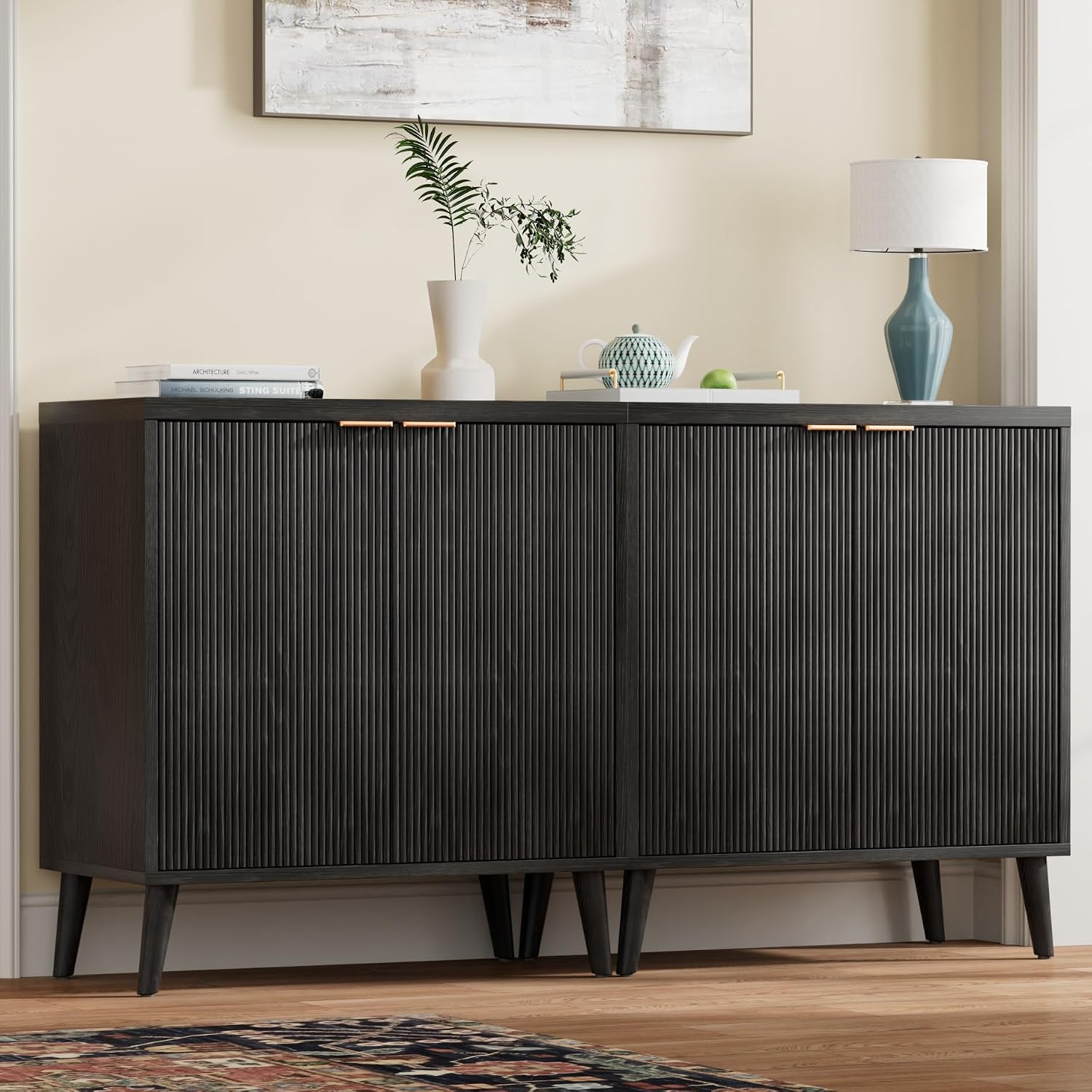 Fluted Buffet Cabinet With Sto - đánh giá và giá Kitchen Gadgets Storage