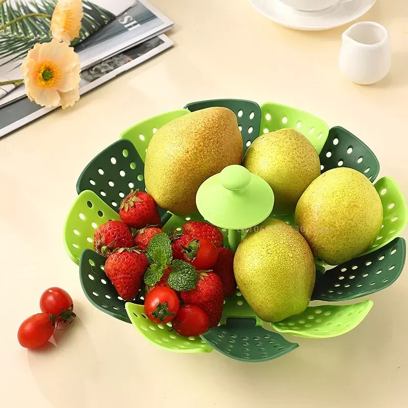 Folding Food Steamer Vegetable - đánh giá và giá Silicone Steamer Basket