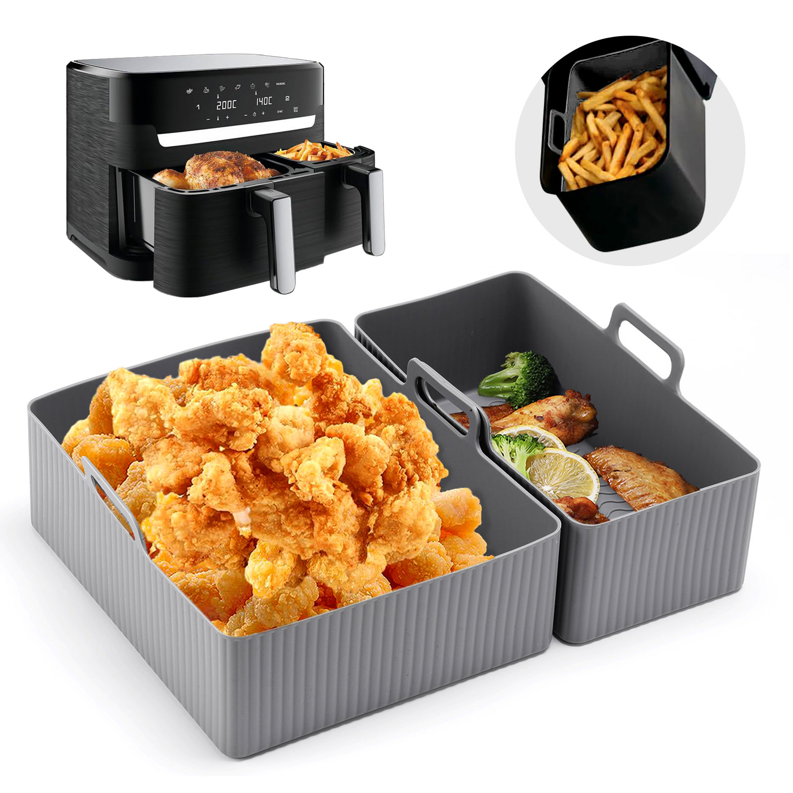 2pcs Set Silicone Air Fryer Ma - đánh giá và giá Silicone Steamer Basket