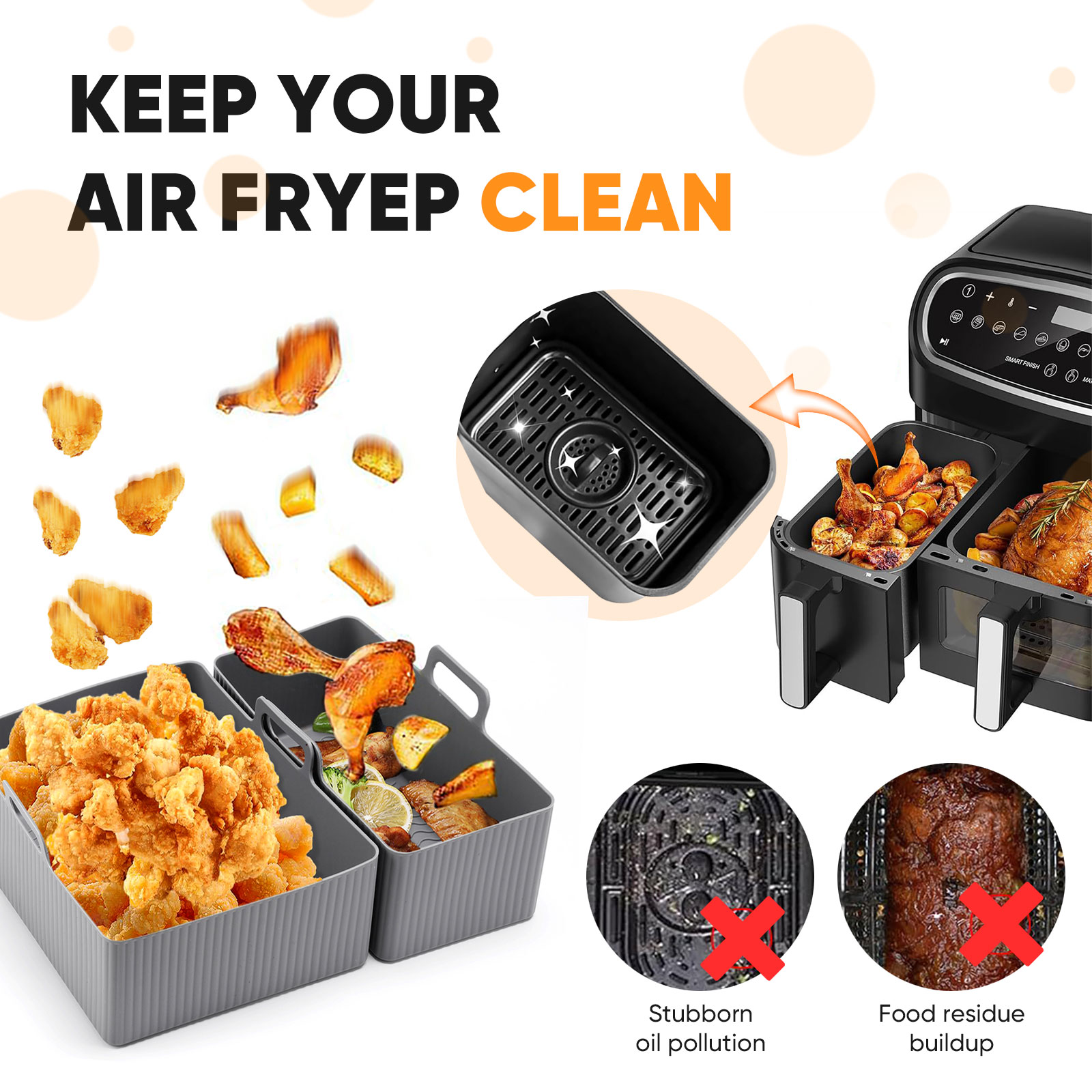 2pcs Set Silicone Air Fryer Ma - đánh giá và giá Silicone Steamer Basket